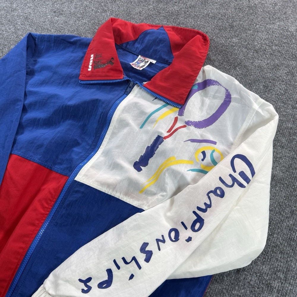 VTG 80s RCA Tennis Championship Color-block Jacket Nipper Dog Mens Large USA